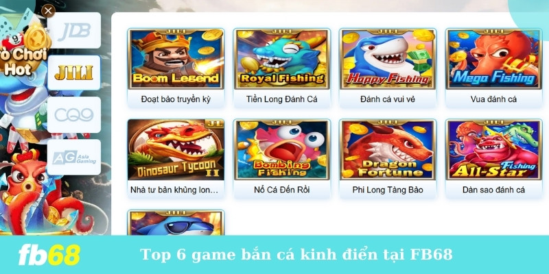 Top 6 game bắn cá kinh điển tại FB68